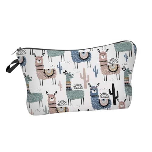 NIYANGLE 1Stück Damen Multifunktionale Kosmetiktasche mit Robustem Reißverschluss Digitaldruck Alpaka Design Leicht und Langlebig für Aufbewahrung von NIYANGLE