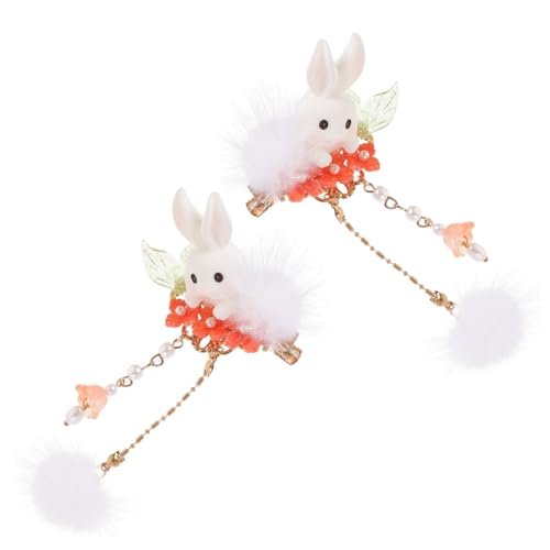 NIYANGLE 1paar Süße Bunny Haarspangen Mit Pompons Und Quasten Niedliche Ostern Haaraccessoires Für Mädchen Für Partys Und Besondere Anlässe von NIYANGLE