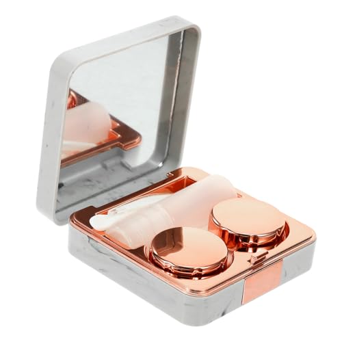 NIYANGLE 1satz Kontaktlinsenbehälter Im Marmor-Design Mit Spiegel Tragbare Organizer-Box Für Kosmetiklinsen Für Reisen Und Alltag Für Kontaktlinsenträger von NIYANGLE