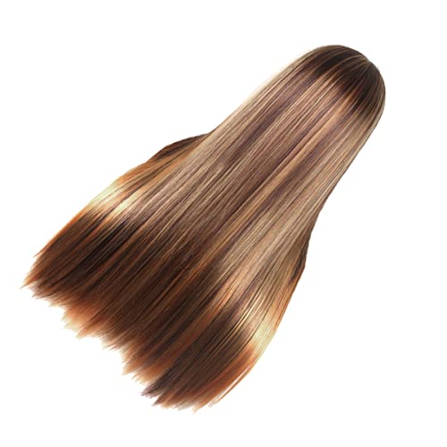 NIYANGLE Lange Gerade Perücke Für Damen Glatte Haarperücke Hochtemperaturfaser Braunblond Cosplay Accessoire Für Partys Und Bühnenauftritte von NIYANGLE