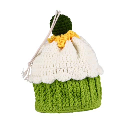 NIYANGLE 1stück Handgefertigte Cake Pouch Aus Wolle Tragbare Damen Umhängetasche Handstrick-leinenbeutel Für Wechselgeld Für Strand Party Und Einkaufen von NIYANGLE