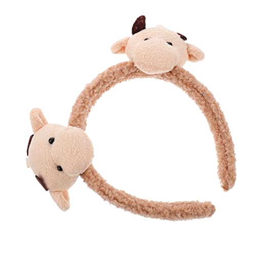 NIYANGLE 1stück Plüsch Haarband Mit Niedlichen Ochsenhörnern Dekorativer Haarreifen Für Erwachsene Für Feste Und Partys Stylisches Haarschmuck-accessoire Milchweiß von NIYANGLE