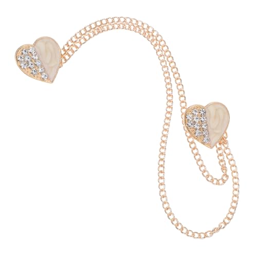 NIYANGLE 2 Broschen Mit Quastenkette: Herz-kragennadel Mit Quastenkette Und Strasssteinen – Damen-reversnadel Für Anzug, Mantel, Kleid, Strickjacke – Kleidungsschmuck von NIYANGLE