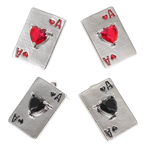NIYANGLE 2 Paar Pokerkarten-Ohrstecker mit glitzernden Strasssteinen, Pik- und Herz-Spielkarten-Ohrringe, neuartiger Piercingschmuck für Frauen NIYANGLE 2 Paar Pokerkarten-Ohrstecker mit glitzernden Strasssteinen, Pik- und Herz-Spielkarten-Ohrringe, neuartiger Piercingschmuck für Frauen von NIYANGLE
