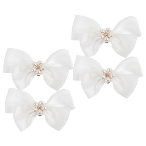 NIYANGLE 2 Paare Abnehmbare Schleifen Schuhclips mit Perlen Modische Schuhanhänger für Damen Hochzeit Vielseitige Schuhdekoration und Charms Einfache Befestigung Weiß von NIYANGLE