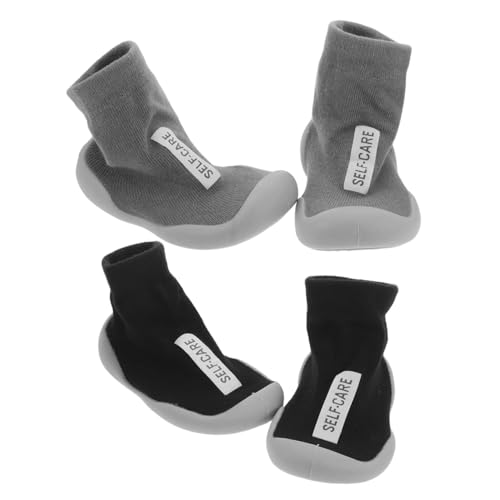 NIYANGLE 2 Paare Lauflernschuhe Weiche Sohle Atmungsaktive Babysocken Schuhe rutschfest Für Jungen Mädchen Innenbereich Weiche Fußbekleidung von NIYANGLE