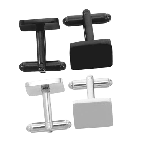 NIYANGLE 2paare Manschettenknöpfe Für Herren Aus Edelstahl Quadratisch Und Flach Set Für Business Und Formelle Anlässe Diy-manschettenknöpfe Für Hemden Und Anzüge von NIYANGLE