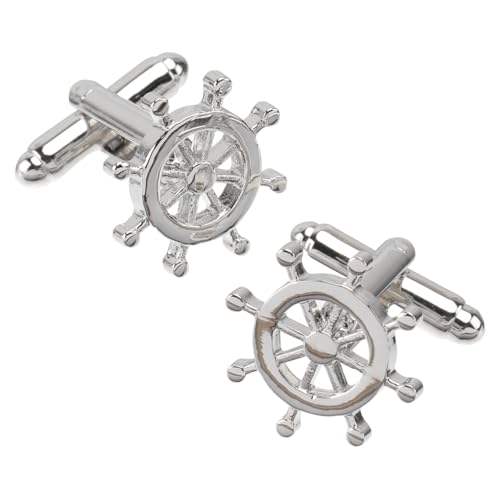 NIYANGLE 2 Paare Stylische Herren Manschettenknöpfe Form Eines Schiffslenkrads Vielseitige Cufflinks für Hemden für Hochzeiten und Business Anlässe von NIYANGLE