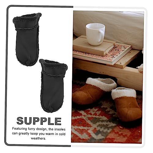 NIYANGLE 2 Paare Warme Futter Einlegesohlen für Clogs Weiche Pelzige Innenfütterung Langlebig Leicht Anzuziehen Herausnehmbar für Damen und Herren Winterschuhe Schwarz von NIYANGLE