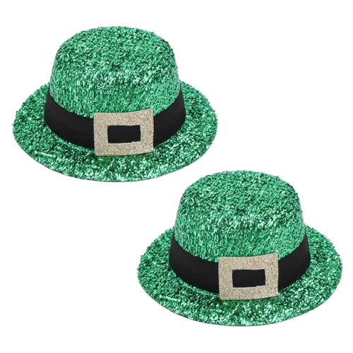 NIYANGLE 2 STÜCK Teiliges Patrick's Day Party Haarspangen Mini Grüne Hut Haarnadeln Langlebigem Pet und Papier für Festliche Fotorequisiten und Besondere von NIYANGLE