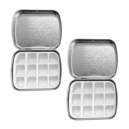 NIYANGLE 2 Sätze Leere Nagellack Aufbewahrungsbox Metall mit Fächern Langlebige DIY Nagellack Palette Kompakte Manicure Organizer für Nageltechnik Zubehör Leicht und Tragbar von NIYANGLE