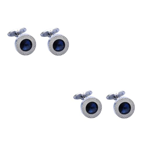 NIYANGLE 2 Sätze Manschettenknöpfe Mit Kristallen Silber Für Herren Kragen Krawatte Strass Knöpfe Kette Tasche Smokinghemd Manschettenknöpfe Ärmelmanschettenknöpfe 2 Stück * 2 von NIYANGLE