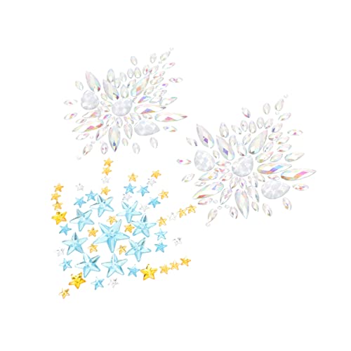 NIYANGLE 2 Sätze Rhinestone Brust Schmuck Aufkleber Selbstklebende Körper Juwelen für Gesicht und Dekoration Glitzernde Gems für Partys Karneval und Cosplay Körperverzierung von NIYANGLE