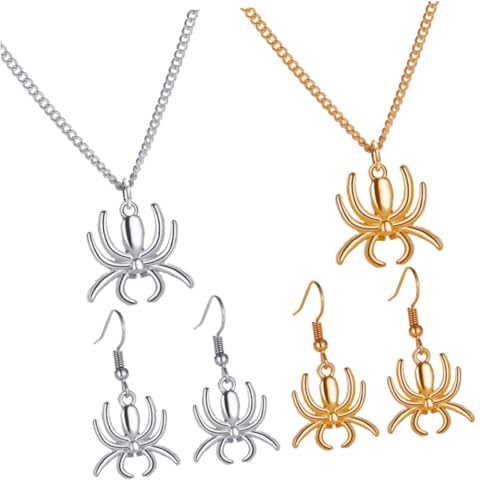 NIYANGLE 2 Sätze Spider Schmuckset für Frauen Teiliges Set mit Spinnen Halskette und Ohrringen für Halloween Feiern Langlebig und als für Besondere Anlässe von NIYANGLE