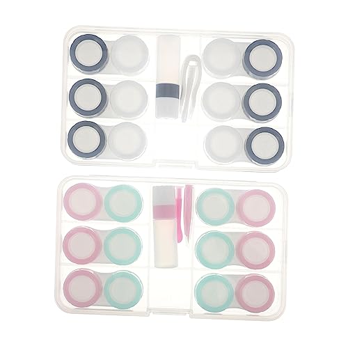 NIYANGLE 2 Sets Box Case Reisebedarf Organizer Halter Augenpflege Kit Halter Linsen Aufbewahrungsset Werkzeug Reiseetui von NIYANGLE