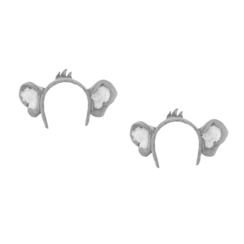 NIYANGLE 2 Stck Leichtes Graues Cartoon Haarband mit Atmungsaktivem Niedliche Kostüm Ohren Haarreif für Karneval Fasching Party und Fotoshootings Geeignet für Mädchen und Erwachsene von NIYANGLE