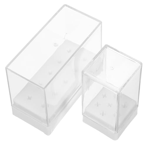 NIYANGLE 2 Stck Nagelbohrer Bits Halter Löchern Praktischer Nagelfräser Aufbewahrungsbox Organizer für Maniküre Zubehör Langlebig und Übersichtlich für Einfache Nagelbohrer Lagerung von NIYANGLE