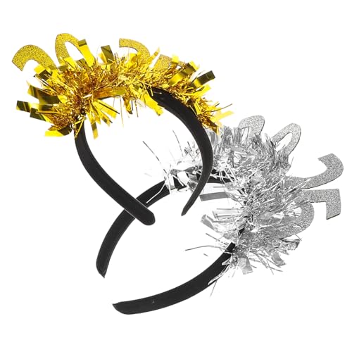 NIYANGLE 2 Stück 2025 Stirnband Gold frohes neues jahr tiara Jahre neues jahr haarband Vorabend Hochzeit Brautduschendekorationen frohes neues jahr kopfschmuck Latte-Kunst von NIYANGLE