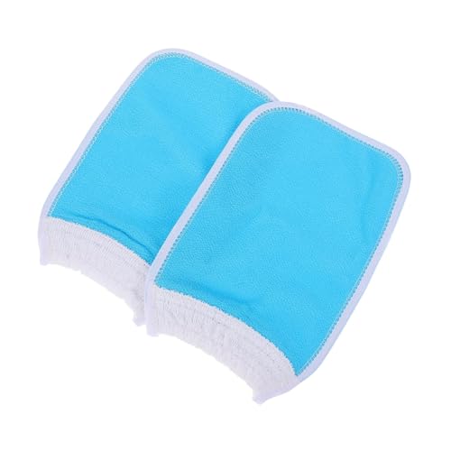 NIYANGLE 2 Stück Badetuch Bathhandschuh Peeling-Waschlappen waschen reiben Fausthandschuh Vlies Schrubben des Handschuhs nach Körper Badfästerlinge Bad -Peelinghandschuh Pflanzenfasern Blau von NIYANGLE