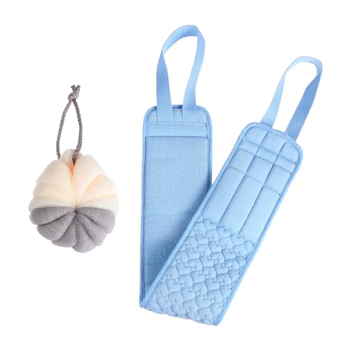 NIYANGLE 2 Stück Badetuch-Set bathsponge shower gel badehandtuch duschen badeschleim bathme lang Erwachsene groß Duschschrubber schrubben Badetuch aus Silikon Duschtuch Duschkugel Schwamm von NIYANGLE
