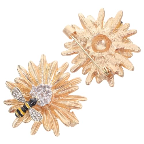NIYANGLE 2 Stück Bienen Sonnenblumen Brosche Metallbrosche Bienenbrosche Honigbienen Anstecknadel Vintage Bienenbrosche Anstecknadel Kleidungsabzeichen Blumen von NIYANGLE