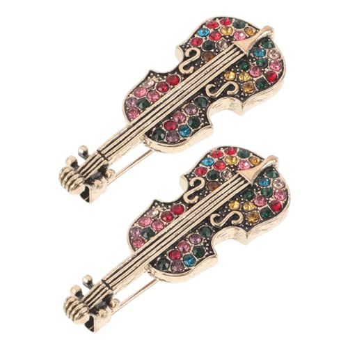 NIYANGLE 2 Stück Broschen Anstecknadeln für Damen Vintage Violine mit Funkelnden Strasssteinen Stilvolle Mode-brosche für Strickjacken Kleider Schals Musikalisch Inspirierte von NIYANGLE