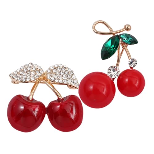 NIYANGLE 2 Stück Broschen Anstecknadeln mit Strass Kleine Rote Emaille Anhänger Langlebiger Legierung Anstecker für Damen Vielseitiges Schmuck Accessoire für Kleidung und Taschen von NIYANGLE