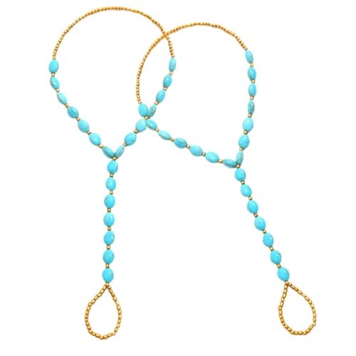 NIYANGLE 2 Stück Damen Fußkettchen mit Kunstperlen Elastische Knöchelketten für Sommer Wasserdichtes Strandaccessoire für Frauen und Festivals von NIYANGLE