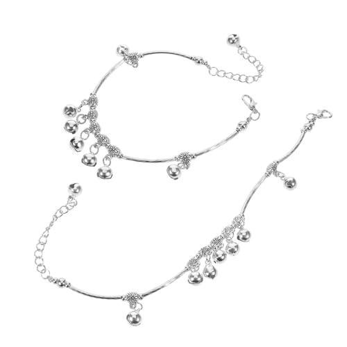 NIYANGLE 2 Stück Damen Fußkette Ethnische Glocken Anklets Verstellbare Boho Fußkette für Hochzeiten Tanzaufführungen und Strand Leicht und Langlebig von NIYANGLE