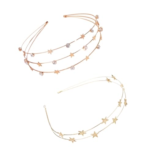 NIYANGLE 2 Stück Damen Haarschmuck Haardekoration mit Fünfzackstern Bequeme und Langlebige Haarreifen für Kostümpartys Weihnachten und Festivals von NIYANGLE