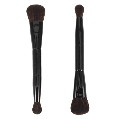 NIYANGLE 2 Stück Dcare Doppelseitiger Lidschattenpinsel, Lippen-Augen-Make-up-Pinsel, professionelles Verblenden von Lidschattenpinseln für Concealer, Augenbrauen, Eyeliner, Make-up-Tool, Schwarz von NIYANGLE