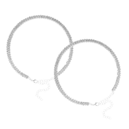 NIYANGLE 2stücke Mehrreihige Damen-halskette Mit Edelstein-anhängern Glänzende Brautjungfern-kette Funkelnder Strass-choker Für Hochzeit Und Besondere Anlässe von NIYANGLE