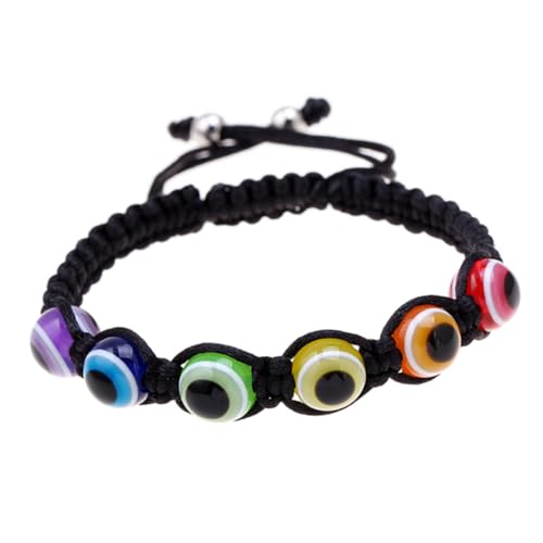 NIYANGLE 2 Stück Einstellbares Evil Eye Armbänder für Damen und Herren Geflochtene Regenbogen armbänder mit Türkischem Blau Verstellbare Böse Augen Schmuckstücke für Freundschaft und von NIYANGLE
