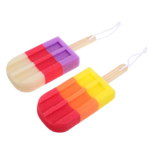 NIYANGLE 2 Stück Eisschwamm Reiben Handtücher Badeschwamm für Eiscreme Badekugelblume Peeling-Pads Bad-Luffa-Biskuiteis Luffa reiben Kind Dusch-Badeschwamm-Blume Holz von NIYANGLE
