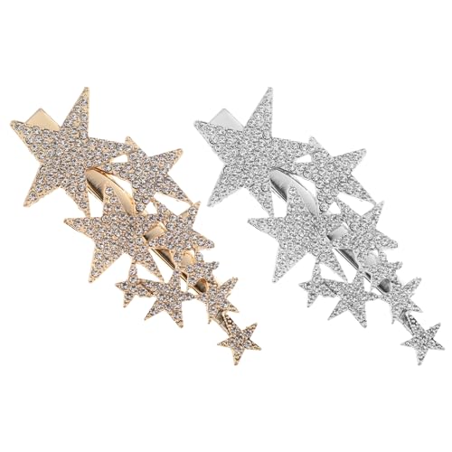 NIYANGLE 2 Stück Fashion Stern Haarnadeln mit Strass Haarschmuck für Damen Hochzeits und Party Haaraccessoires Silber und Gold Eleganter Look für von NIYANGLE