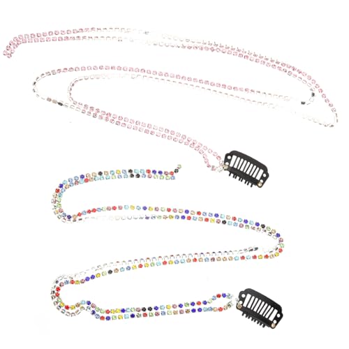 NIYANGLE 2stücke Haarkette Mit Quaste Und Clips Für Frauen Und Mädchen Geflochtene Haarstrasssteine Kette Haarschmuck Für Pferdeschwanz Party Und Hochzeit Outfit Accessoire von NIYANGLE