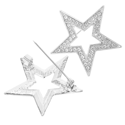 NIYANGLE 2 Stück Fünfzackige Sternbroschen aus Langlebiger Zinklegierung Vielseitige Anstecknadeln für Damen als Schal und Anzug Accessoire Auffälliges Design für Party und Alltag von NIYANGLE