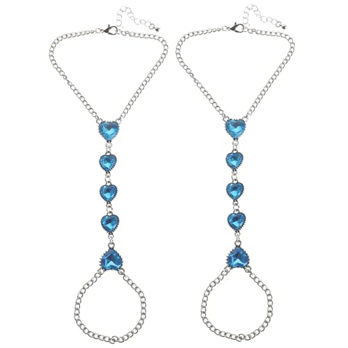 NIYANGLE 2 Stück Fußkettchen Mit Herz-zehen-fußkette: Modischer Fußschmuck Mit Strasssteinen Für Damen – Verstellbare Strand-fußkettchen – Sommer-Schuh-Accessoire von NIYANGLE
