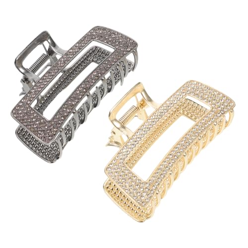 NIYANGLE 2 Stück Große Quadratische Strass-haarspangen für Damen Rutschfeste Metall-klammern mit Starker Befestigung Funkelnde Dekorative Haarklammern für Hochzeiten Partys und von NIYANGLE