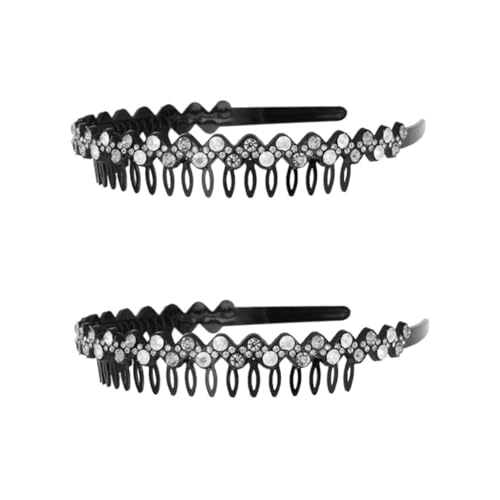NIYANGLE 2 Stück Großes Gezahntes Haarband mit Kristallbesatz Damen Haarschmuck Modischer Haarreif für Party Alltag und Cosplay Weiß Blau von NIYANGLE