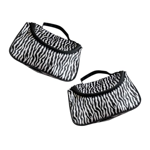 NIYANGLE 2stücke Einfache Kosmetiktasche Mit Zebrastreifen Kreative Reise-waschtasche Für Damen Leicht Robustem Reißverschluss Für Make-up Und Hygieneartikel von NIYANGLE