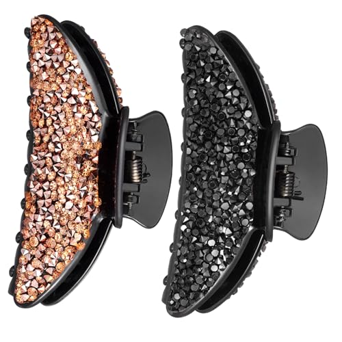 NIYANGLE 2stücke Haarspange Schwarz Groß Mit Harzperlen Haarklammern Für Damen Und Mädchen Haarschmuck Glatte Haarstyling-tool von NIYANGLE