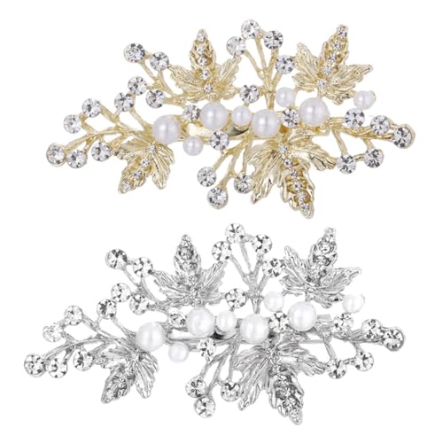 NIYANGLE 2 Stück Haarspangen Mit Perlenrand Strasssteine Pflegeclips Haarnadeln Perlen Bobby Dekorative Mädchennadeln Hochzeit Brautschmuck Haarspangen Haarschmuck Für Frauen von NIYANGLE