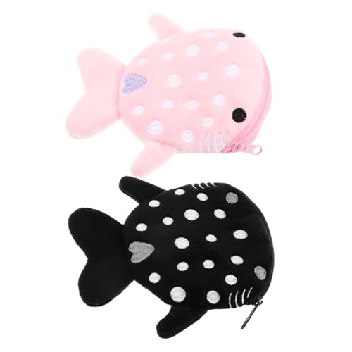 NIYANGLE 2stücke Niedliche Haifisch-münzbeutel Aus Plüsch Mit Reißverschluss Für Frauen Und Süßer Geldbeutel Für Kleingeld Und Kleine Gegenstände von NIYANGLE