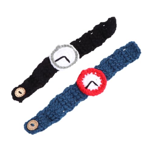 NIYANGLE 2 Stück Handgefertigte Gestrickte Armbanduhren für Lustige Simulation Weiches Material Bequemes Tragegefühl Modisches Strickdesign Geschenk für Studenten von NIYANGLE