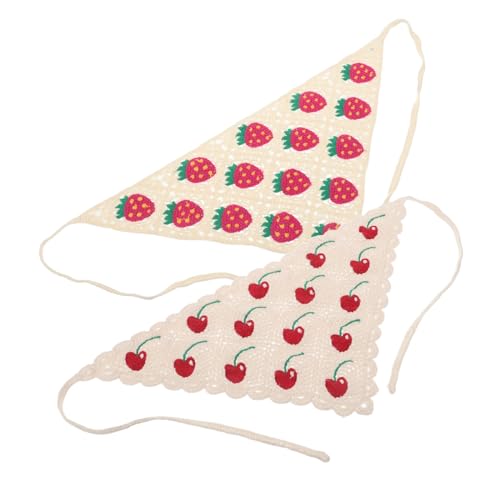 NIYANGLE 2 Stück Handgewebter Kopfschmuck Boho-Kopfwickel Frauen Kopftuch Dreieck Kopftuch Haarbandana häkeln Schal-Haarband Haarbandanas Erdbeer -Häkelbandana Kopfschal für Frauen Garn von NIYANGLE