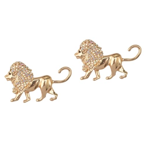 NIYANGLE 2 Stück Herren Brosche Löwenkopf mit Strass Leichte Legierung Anstecknadel Elegantes Schmuck Accessoire für Anzug Hemd Party und Alltag Stilvolle Männer Schmuckbrosche Gold von NIYANGLE