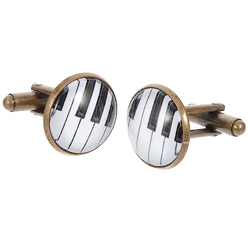 NIYANGLE 2 Stück Herren Manschettenknöpfe mit Klavier Tasten Robuste Ansteck Manschettenknöpfe für Hemd und Smoking Stilvolles Herrenaccessoire für Business Hochzeit und Besondere Anlässe von NIYANGLE