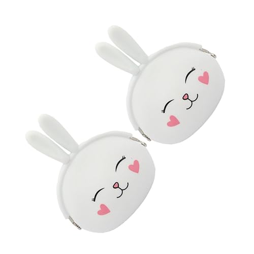 NIYANGLE 2stücke Süßes Kaninchen Silikon Münzgeldbörse Für Mädchen Tragbare Schlüssel Und Kleingeldtasche Leicht Und Praktisch Für Schule Shopping Und Reisen von NIYANGLE