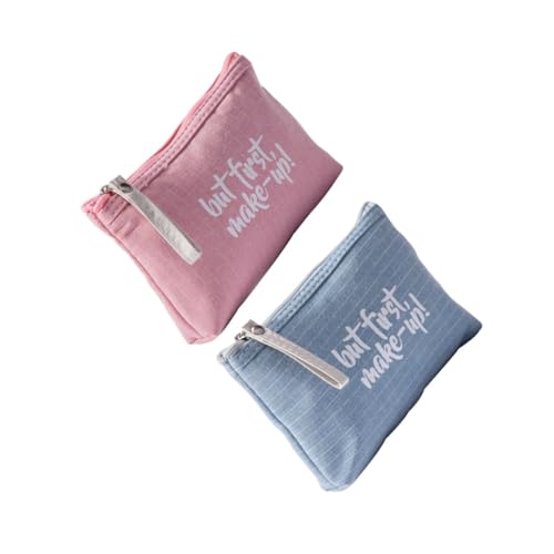 NIYANGLE 2 Stück Kosmetiktaschen mit Englischen Make Up Taschen für Damen Organizer für Toilettenartikel und Kosmetik Reisebedarf Blau für Reisen von NIYANGLE